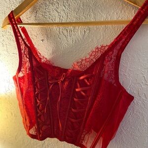 NWT Victorias Secret Red Lace Corset Sz L